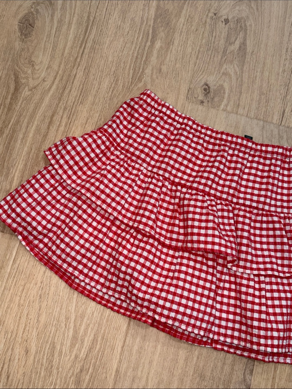 Wild Fable Red Gingham Tiered Mini Skirt size large NWOT - Picture 2 of 5